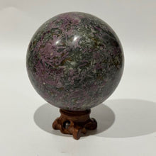 Load image into Gallery viewer, Ruby and Kyanite Crystal Sphere Crystal Ball
