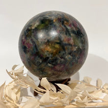 Load image into Gallery viewer, Ruby and Kyanite Crystal Sphere Crystal Ball
