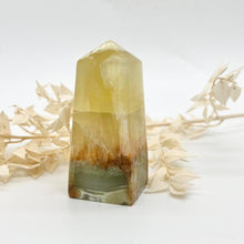 Load image into Gallery viewer, Lemon Calcite Crystal Tower Point Generator Obelisk
