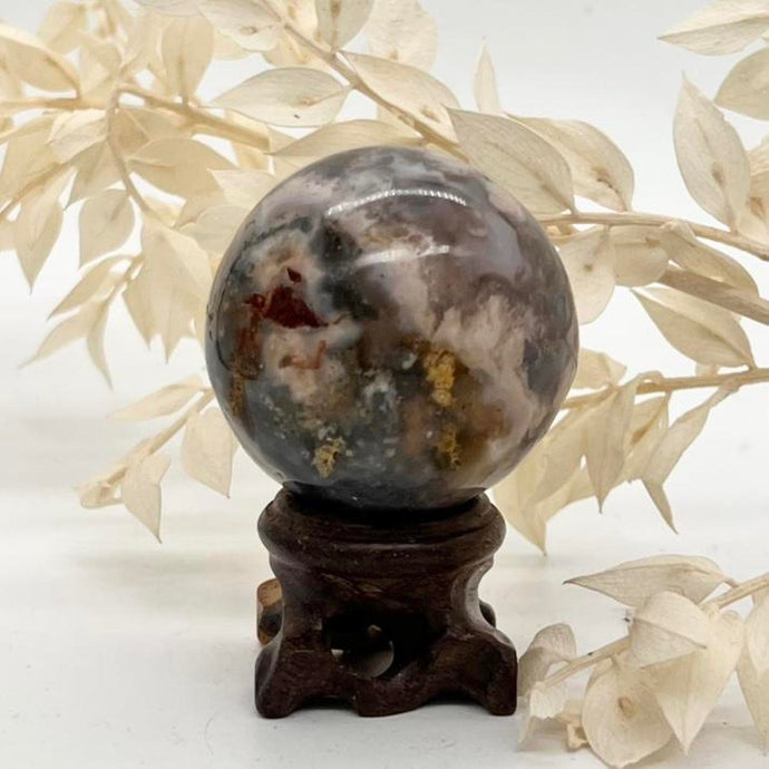 Flower Agate Crystal Sphere Crystal Ball Specimen Gift