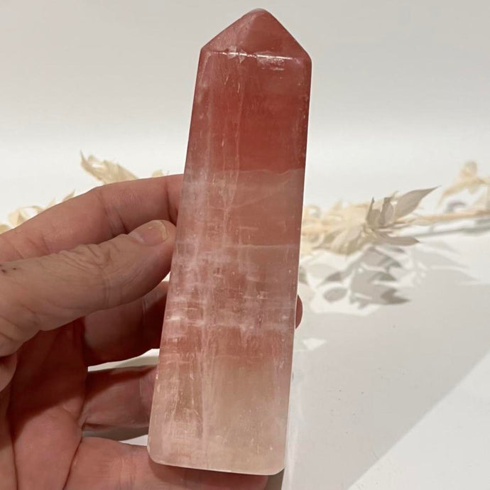 Rose Calcite Tower Point Obelisk Crystal Rock Pink Crystal