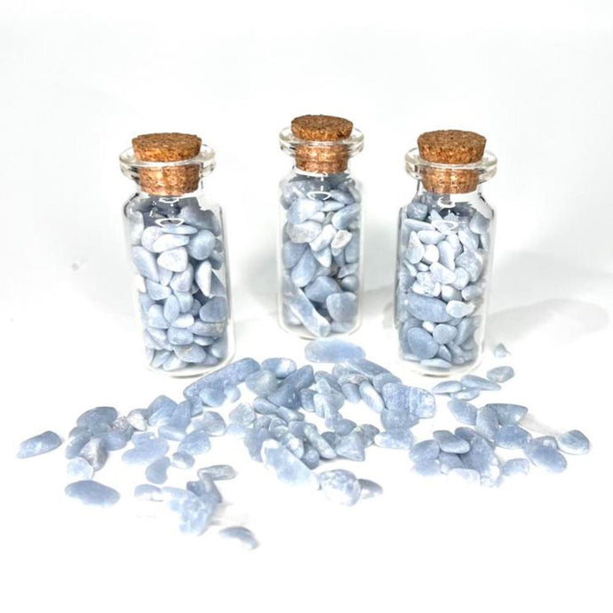 Angelite  Crystals Crystal Chips Magic Gift - One Jar