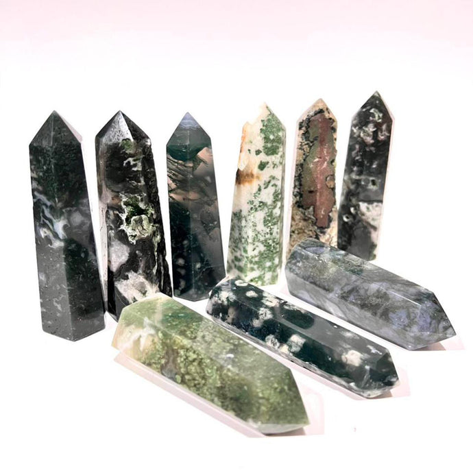 Moss Agate Tower Point Generator Gift