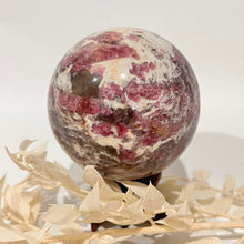 Load image into Gallery viewer, Pegmatite Crystal Sphere ~ Smokey Quartz, Lepidolite, Lithium, Pink Tourmaline Crystal Ball
