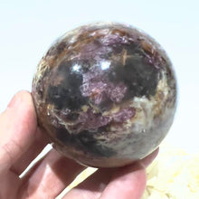 Load image into Gallery viewer, Pegmatite Crystal Sphere ~ Smokey Quartz, Lepidolite, Lithium, Pink Tourmaline Crystal Ball
