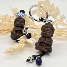 Load image into Gallery viewer, Wooden Buddha Key Ring / Key Chain Holder   Beautiful item Length from ring to base 12cm
