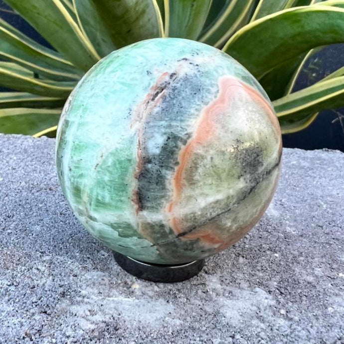 Green Banded Calcite Crystal Sphere Metaphysical, Crystals, Healing, Stone Sphere