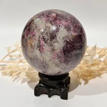 Load image into Gallery viewer, Pegmatite Crystal Sphere ~ Smokey Quartz, Lepidolite, Lithium, Pink Tourmaline Crystal Ball
