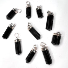 Load image into Gallery viewer, Black Tourmaline Crystal Pendant Silver Plated Mount
