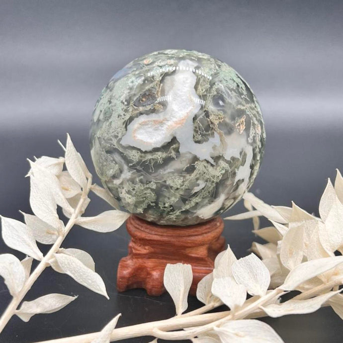 Moss Agate Crystal Sphere Crystal Ball