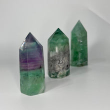 Load image into Gallery viewer, Rainbow Fluorite Crystal Tower Point Generator
