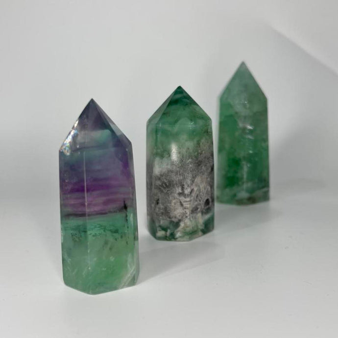 Rainbow Fluorite Crystal Tower Point Generator