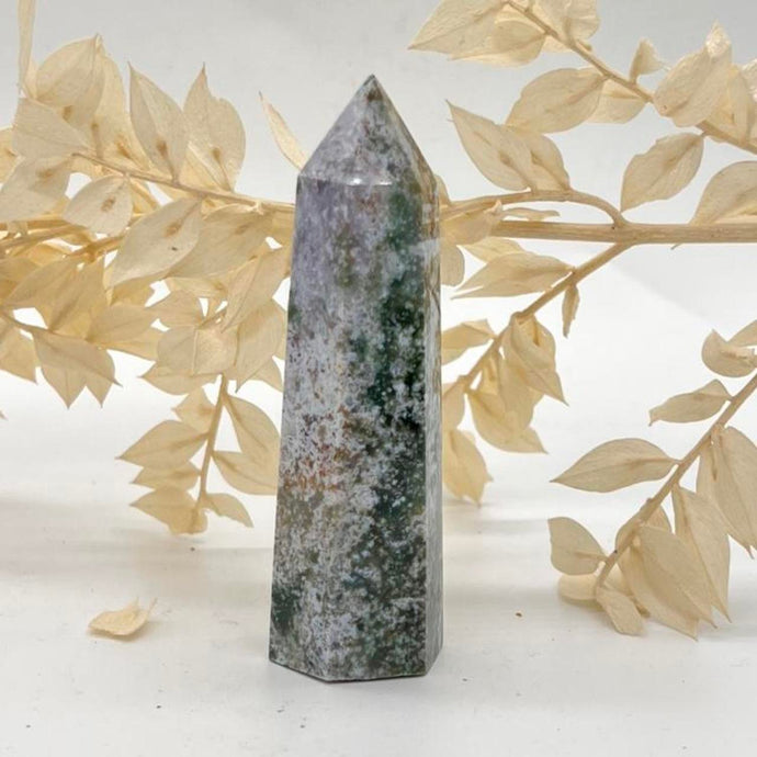 Moss Agate Crystal Tower Point Generator