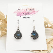 Load image into Gallery viewer, Modern Design Labradorite Gemstone 925 Sterling Silver Jewellery  Drop Earrings Gift for Her
