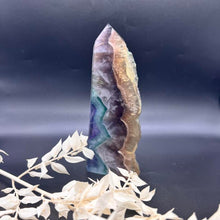 Load image into Gallery viewer, Rainbow Fluorite Crystal Tower Point Generator
