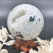 Load image into Gallery viewer, Moss Agate Crystal Sphere Crystal Ball
