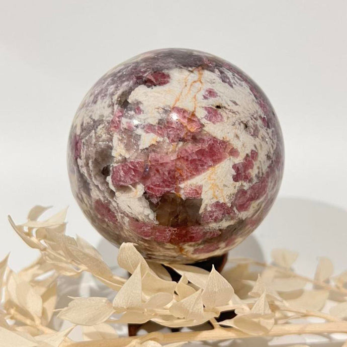 Pegmatite Crystal Sphere ~ Smokey Quartz, Lepidolite, Lithium, Pink Tourmaline Crystal Ball