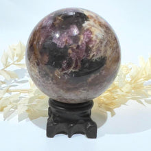 Load image into Gallery viewer, Pegmatite Crystal Sphere ~ Smokey Quartz, Lepidolite, Lithium, Pink Tourmaline Crystal Ball
