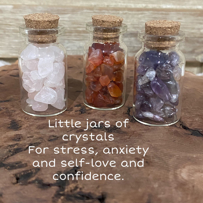 Little jars of Crystals for Stress, Anxiety and Self Love Crystal Chips Gift - One Jar