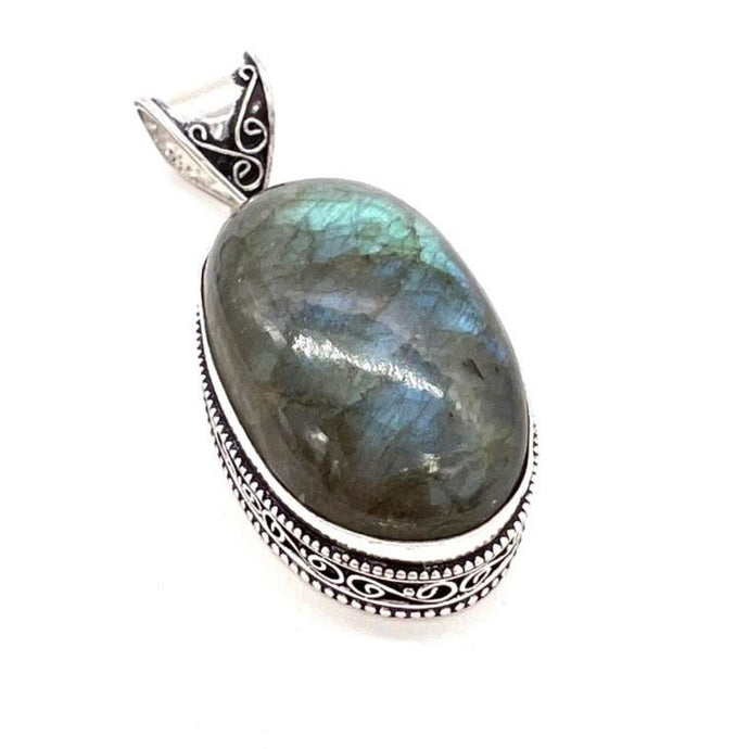 Vintage Labradorite Gemstone 925 Sterling Silver Jewellery Pendant Gift for Her