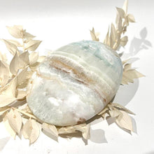 Load image into Gallery viewer, Caribbean Calcite Crystal Palm Stone Blue Crystal PalmStone
