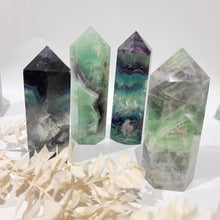 Load image into Gallery viewer, Rainbow Fluorite Crystal Tower Point Generator
