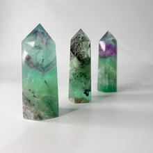 Load image into Gallery viewer, Rainbow Fluorite Crystal Tower Point Generator
