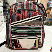 Load image into Gallery viewer, Colourful Himalayan Hemp THC Free cotton padded lined backpack
