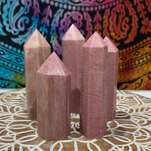 Load image into Gallery viewer, Pink Petrified Wood Crystal Tower Point Generator
