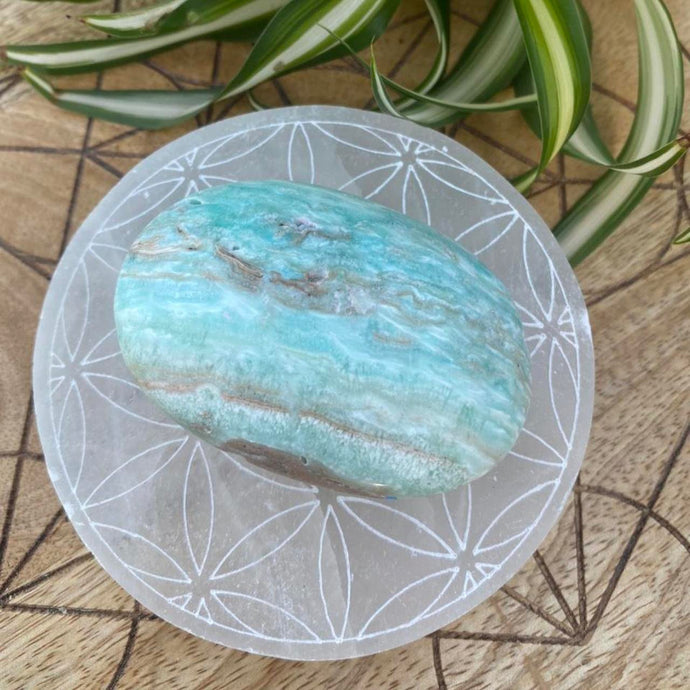 Blue Aragonite Crystal Palm Stone Palmstone