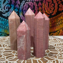 Load image into Gallery viewer, Pink Petrified Wood Crystal Tower Point Generator
