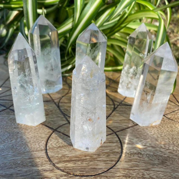 Rainbow Clear Quartz Crystal Tower Point Generator