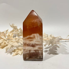 Load image into Gallery viewer, Honey Calcite Crystal Tower Point Obelisk Generator
