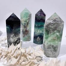 Load image into Gallery viewer, Rainbow Fluorite Crystal Tower Point Generator
