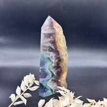 Load image into Gallery viewer, Rainbow Fluorite Crystal Tower Point Generator
