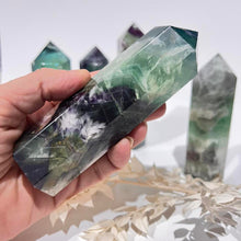 Load image into Gallery viewer, Rainbow Fluorite Crystal Tower Point Generator
