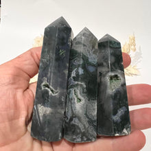 Load image into Gallery viewer, Moss Agate Crystal Tower Point Generator
