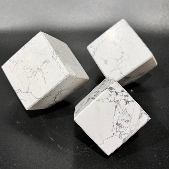 Howlite Cube Shaped Crystal Carving