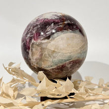 Load image into Gallery viewer, Pegmatite Crystal Sphere ~ Smokey Quartz, Lepidolite, Lithium, Pink Tourmaline Crystal Ball
