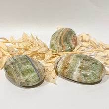 Load image into Gallery viewer, Green Banded Calcite Crystal Palm Stone Metaphysical, Crystals, Healing, Stone
