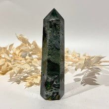 Load image into Gallery viewer, Moss Agate Crystal Tower Point Generator
