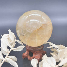 Load image into Gallery viewer, Golden Healer Crystal Sphere Crystal Ball
