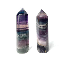 Load image into Gallery viewer, Purple Blue Fluorite Crystal Tower Point Generator
