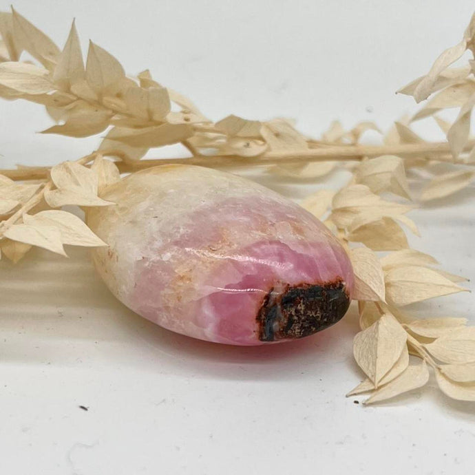 Pink Aragonite Crystal Palm Stone Pink Crystal