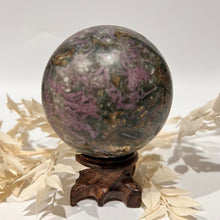 Load image into Gallery viewer, Ruby and Kyanite Crystal Sphere Crystal Ball
