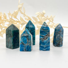 Load image into Gallery viewer, Apatite Crystal Small Tower Point Generator Blue Crystal
