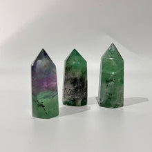 Load image into Gallery viewer, Rainbow Fluorite Crystal Tower Point Generator
