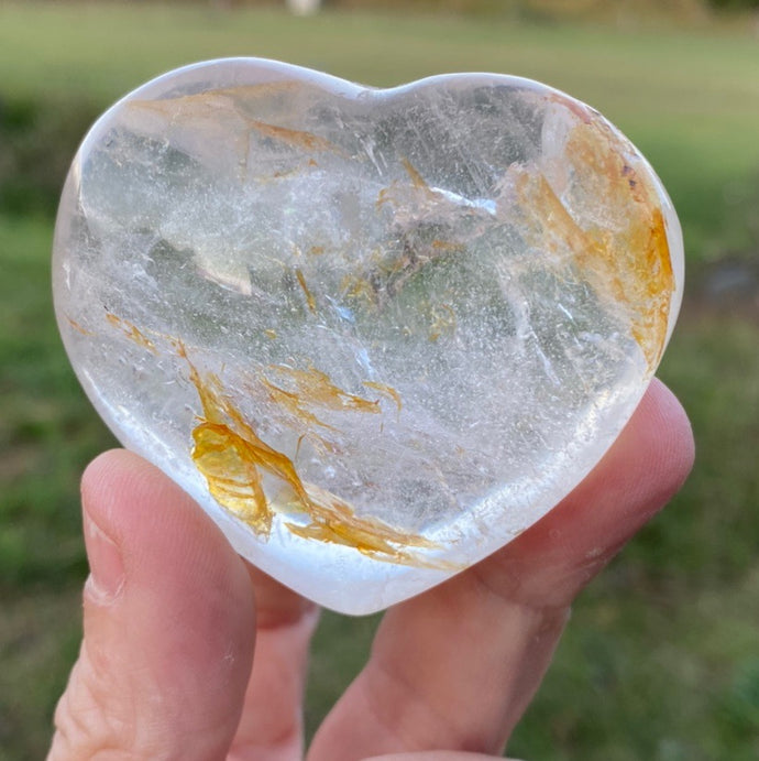 Quartz Heart Crystal With Hematite Inclusions Gift for Her