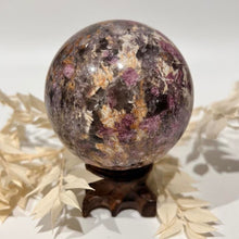 Load image into Gallery viewer, Pegmatite Crystal Sphere ~ Smokey Quartz, Lepidolite, Lithium, Pink Tourmaline Crystal Ball
