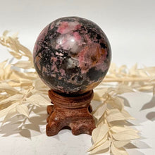 Load image into Gallery viewer, Rhodonite Crystal Sphere Metaphysical, Crystals, Healing, Stone Sphere
